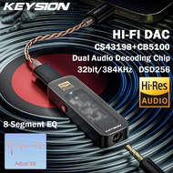 KEYSION ตัวถอดรหัสเสียง HiFi USB DAC CS43198 384KHz DSD256 Type-C ถึง3.5มม. ปรับ EQ หูฟังแบบ HD แอมพ
