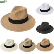 EMILEE Fashion Sun Hat Men Women Jazz Hat Straw Panama Cap Travel Beach Wide Brim Summer Unisex Cowboy Fedora Hat/Multicolor