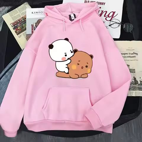 Kawaii Bubu Biting Dudu Hoodie Cartoon Brownie Panda Bear Sweatshirt Women Y2k Sudaderas Men Clothes