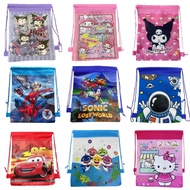 Drawstring Bag Backpack Cartoon Kuromi/Melody/Astronaut/Spider Man/Shark Baby/KT Cat/Sonic Goodies Bag Loot Bag Birthday Gift Kids Sport Travel Dance Storage Pocket Shoulder Bags