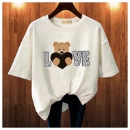 GET FASHION - BAJU KAOS ATASAN WANITA KOREAN STYLE BAJU KAOS IMPORT BEAR LOVE BLUS JUMBO OVERSIZE BI