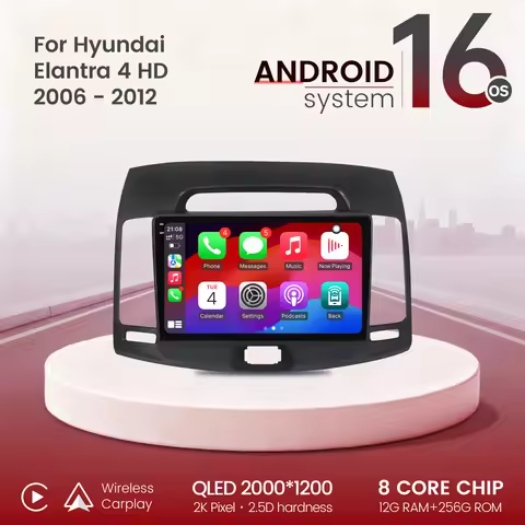 9inch Android 16 For Hyundai Elantra 4 HD 2006-2012 Car Radio BT Carplay Multimedia Navigation 2K QL