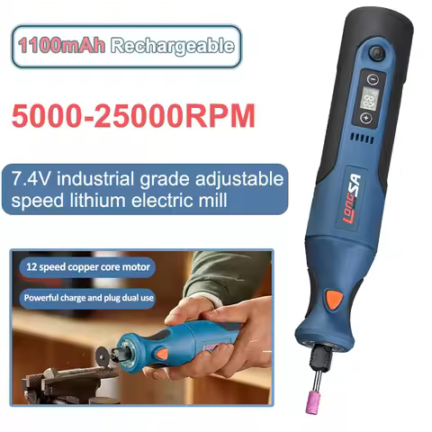 5000-25000RPM High-Power Cordless Electric Drill Grinder DC7.4V 1100mAh Woodworking Drilling Mini En