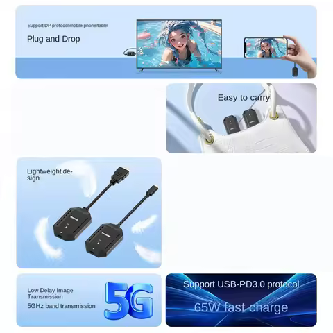 A73E-Video Transmitter Receiver Extender 5G 4K 1080P Wireless HD Display Adapter Dongle For Phone TV