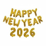 [tenlzsp0bc] Foil Balloon Set, New Year 2026, Party Decoration, Metallic Letter Balloons