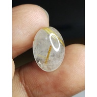Golden Rutilated Quartz Memo 14 x 10 x 5 mm 5.8 Ct Gold Hair Amethyst Oval Cabochon NTD YGL 1878