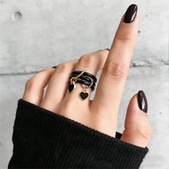 INS Stainless Steel Spinelli Kilcollin Rings Black Heart Pendants For Girls Women Multi Layers Stack