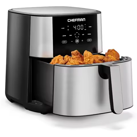 Chefman Air Fryer 8 Qt TurboFry® 4-in-1 with 450°F Hi-Fry Option for Crispier Results Air Fry