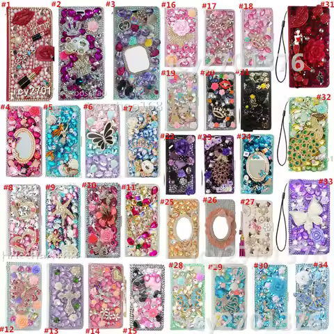 For LG K22 K8X K51 Q51 Stylo 6 Case Bling glitter Luxury Leather slots wallet flip phone cover