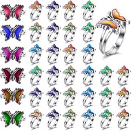 Yinkin 30 Pcs Mood Ring Adjustable Size Color Changing Mood Rings for Kids Girls and Boys Gift Costu