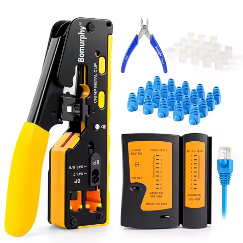 RJ45 CAT7 CAT6A Crimping Tool for Cat7/6a/6/5e Network Connector Wire Cutter Wire Stripper Ethernet