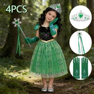 Princess Anna Dress with Crown & Wand Complete Costume for Kids-Perfect for Birthday & Cosplay