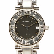Tiffany & Co.) 復古 Atlas 女士腕錶，舊款，石英機芯，黑色錶盤，不鏽鋼錶殼