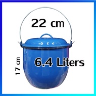 หม้อ หม้อเคลือบ หม้อหูหิ้ว หม้อหูหิ้วทรงลึก 22 cm / 6.4 ลิตร  - Enamel Metal Iron Pot - 22 cm / 6.4 Liters