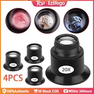 4Pcs Eye Loupe 5x 10x 15x 20x Times Jewelry Magnifying Glass Lens Loupe