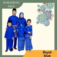 [ Set Sedondon Raya ] Set Family Kurung Songket Tabur | Baju Melayu Moden | Warna Royal Blue