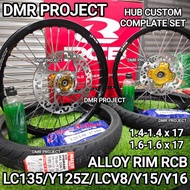 RCB HUB CUSTOM COMPLATE SET Y15/Y16/LC135/Y125Z/LCV8 ALLOY RIM RCB HUB ALLOY COMPLATE TAYAR MAXXIS RIM ALLOY RACING BOY