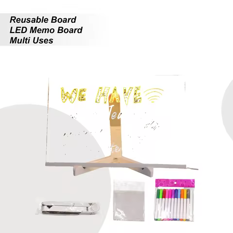 Acrylic Color LED Notepad Light Up Acrylic Message Marker Board Dry Erase Writing Doodle Art Writing