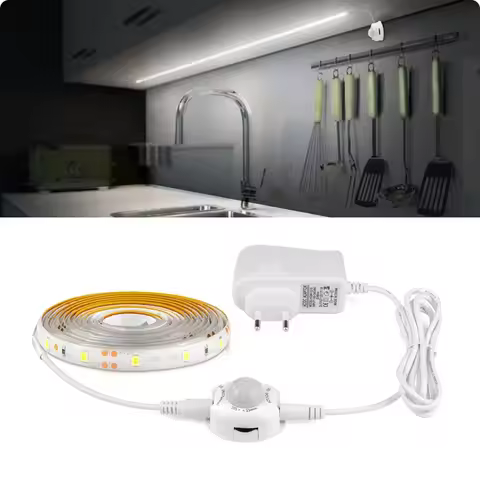 Wireless PIR Motion Sensor LED Strip light 12V Auto on/off Stair Wardrobe Closet kitchen LED Light l