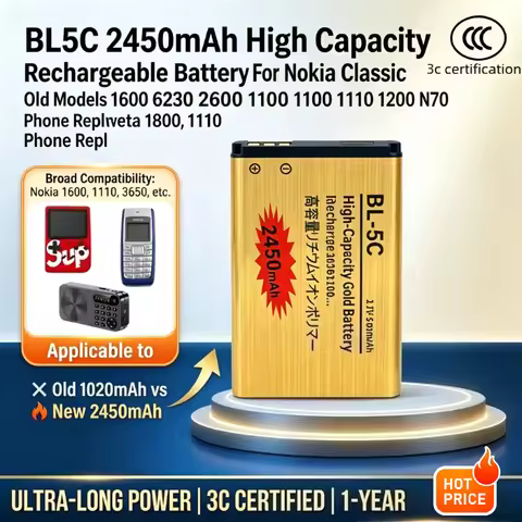 BL5C 2450mAh High Capacity Rechargeable Battery For Nokia Classic Old Models 1600 6230 2600 1100 111