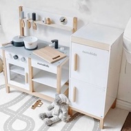 NUNUKIDS - 木制兒童廚房仿真玩具套裝 廚房+雪櫃｜烹飪角色扮演｜益智啟蒙玩具 親子互動｜