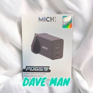 Michi 3 Port 65W PD 3.0 &amp; QC 3.0 GaN 快速充電器