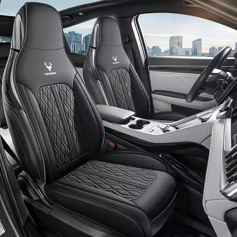 Front Single Seat, Luxurious Pu Leather Full-Cover Integrated Car Seat Cover, Universal, Breathable 