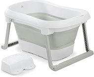 hauck Foldable Baby Bath with Stool Wash N Fold L for Babies & Toddlers from Birth to 18 kg, Drain P