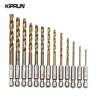 KIPRUN twist drill ,High quality 13pcs HSS hexagonal handle 6.35 mm twist drill electric screwdriver
