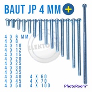MESIN JP Bolt 4mm Screw 4x6mm 4x8mm 4x10mm 4x12mm 4x15mm 4x20mm 4x25mm 4x30mm 4x35mm 4x40mm 4x45mm 4