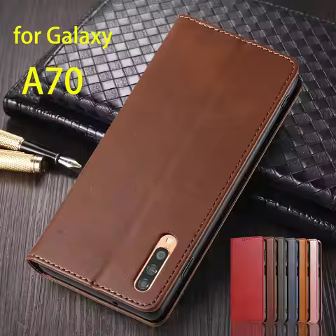 Magnetic Attraction Cover Leather Case for Samsung Galaxy A70 / A70s Flip Case Card Holder Holster W