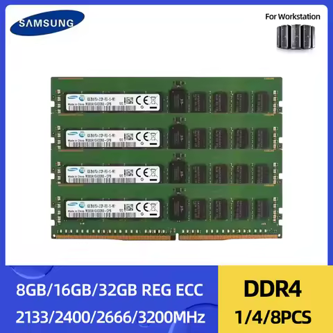 1/4/8PCS Samsung DDR4 REG ECC Server RAM 8GB 16GB 32GB 2133 2400 2666 2933 3200MHz RDIMM Memory Comp