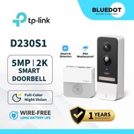 Tapo D230S1 | TP-Link Smart Doorbell Long Battery Life Waterproof Head-to-Toe View with 2K 5MP Remot
