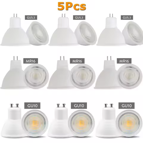 5X GU10 MR16 GU5.3 Dimmable LED Spotlight 7W 220V 110V COB Light Bulb Super Bright Table Lamp Downli