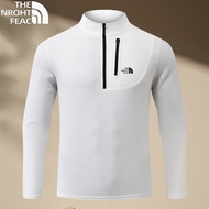 NORTH FACE Beijia ฤดูหนาวแขนยาวเสื้อยืดใหม่วิ่งกีฬาระบายอากาศยืนคอเยาวชนครึ่งซิปเสื้อกันหนาวลำลองผู้