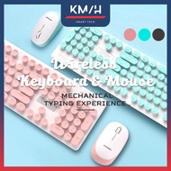 N520 Retro Round Key Mechanical Keyboard Colourful Jellybean Pink Blue Wireless Keyboard With Mouse 