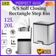 PM - EKO Ecocasa Stainless Steel Rectangle Step Bin with Soft Closing 12L / 20L Trash Garbage Can Du