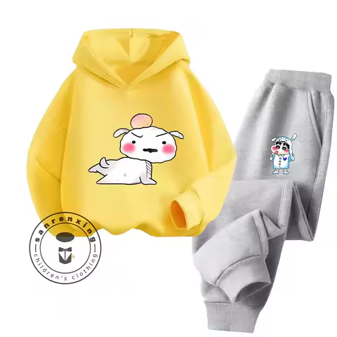 2D Crayon Shin Chan Fashion Hot Sale Hoodie Set Cartoon Printed 2025 For Children Teenagers Boys Gir