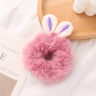 Ikat Rambut Anak Telinga Rabbit Bulu Halus Kunciran Wanita Kuping Kelinci Elastis Karet Berbulu Warn