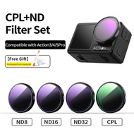 LLano ND CPL ชุดตัวกรองสำหรับ DJI Action 5 Pro/4/3 & อุปกรณ์เสริมออสโม-ND8/16/32 CPLอุปกรณ์ป้องกันเล