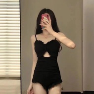 Swimsuit female one-piece fairy Korean sexy small breasts gathered to cover the belly and thin flat skirt style hot spring swimsuit泳衣女连体仙女韩国性感小胸聚拢修身遮肚显瘦平角裙式温泉游泳衣chenzi71.sg 7.10 i