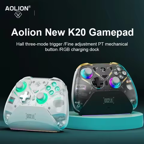 Aolion K20 RGB Wireless Gaming Controller With Charging Dock Gamepad Hall Effect Joystick Trigger Fo