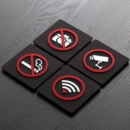 ♞,♘Hotel And Restaurant Sliding Door Sign No Photography Sign Acrylic Smoking Reminder Sign Wifi Sig