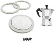 1 CUPS BIALETTI  Moka 比樂蒂 鋁質經典摩卡咖啡壺 (非原廠)代用 1杯裝 墊片和過濾器#G889001087