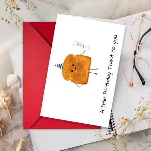 Birthday card envelope combination cute healing cartoon illustration birthday warm wishes greeting c