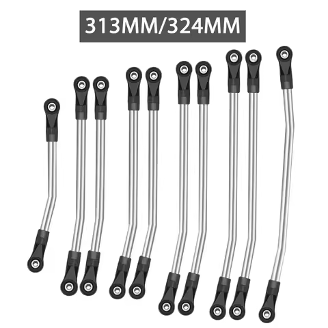 313mm/324mm Metal Link Set Linkage Steering Rod with Nylon End Kit for Axial SCX10 SCX10II 90046 1/1