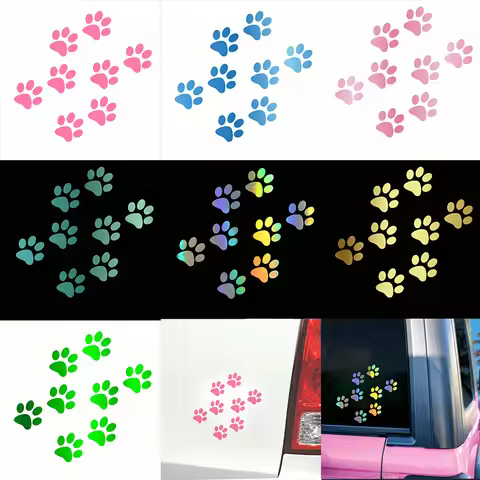 HungMieh Car Stickers Cat Paw Print Sticker on Car 3D Carbon Fiber Vinyl Motorcycles Decoration Stic