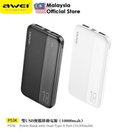 Awei P53K 10000mAh Powerbank 2.1A Power Bank 2 USB Port USB Output LED Power Display Micro Type C In