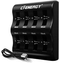 CT-ENERGY Lithium Coin Battery Charger with 8 Slots for Various Rechargeable Button Batteries of LIR2450 2440 2430 2032h 2032 2025 2016 1632
