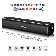 Speaker TV LED Super Bass Soundbar GMC 881-B FUUL BASS Double Woofer (Bluetooth/USB/TF/FM/Panjang30c